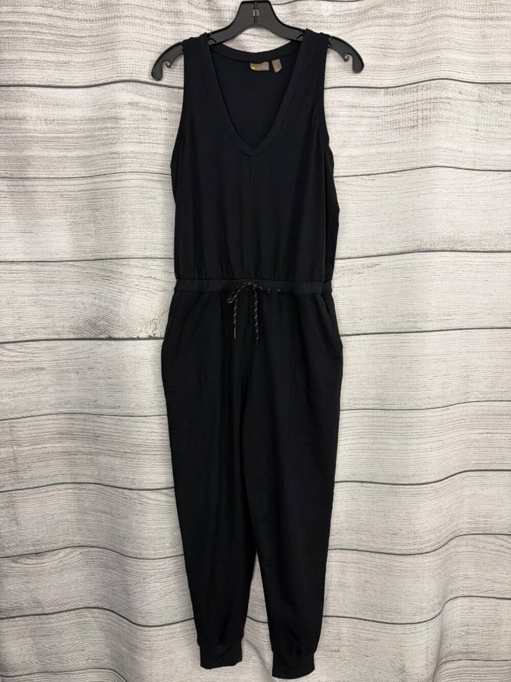 Zella Black Sleeveless Drawstring Jumpsuit Size M